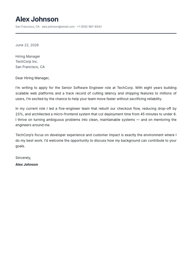 Classic cover letter template sample