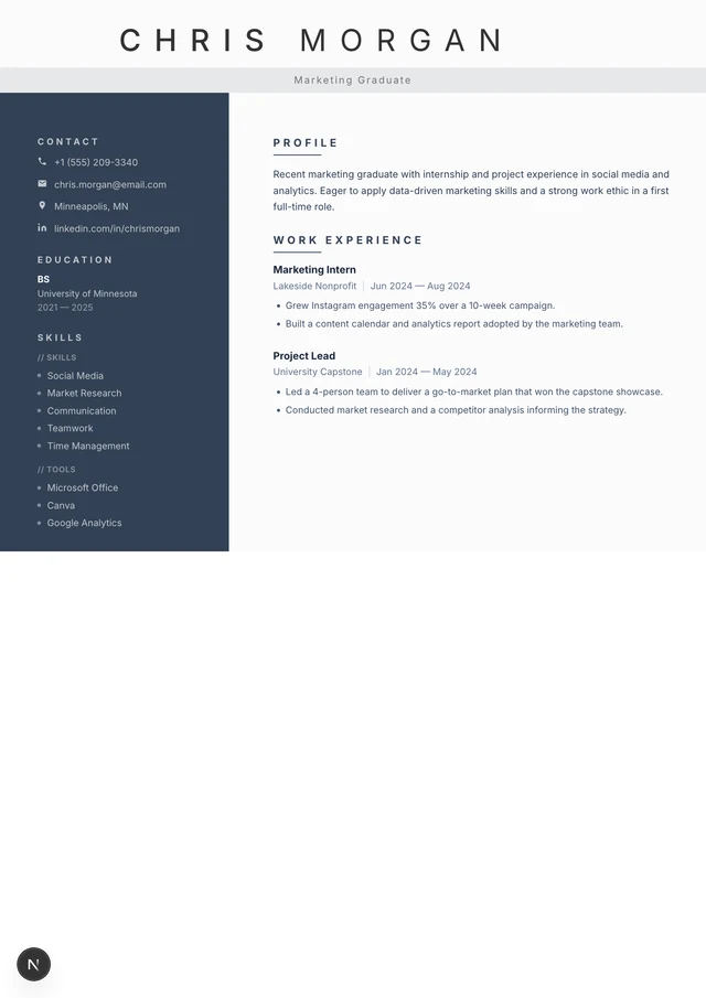 Entry-Level / Fresher resume example