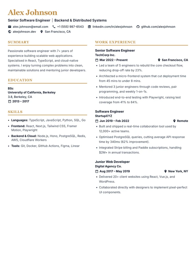 Amber resume template