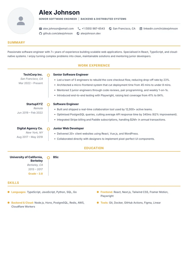 Copper resume template