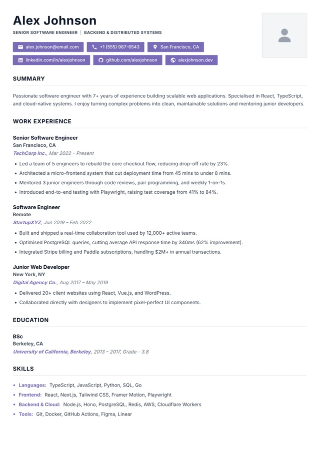 Garnet resume template