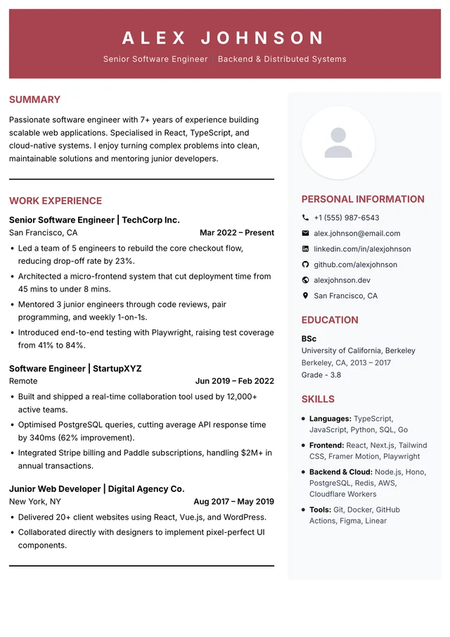 Jasper resume template
