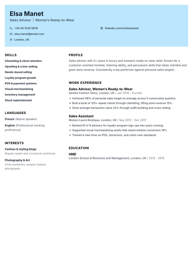 Larimar resume template