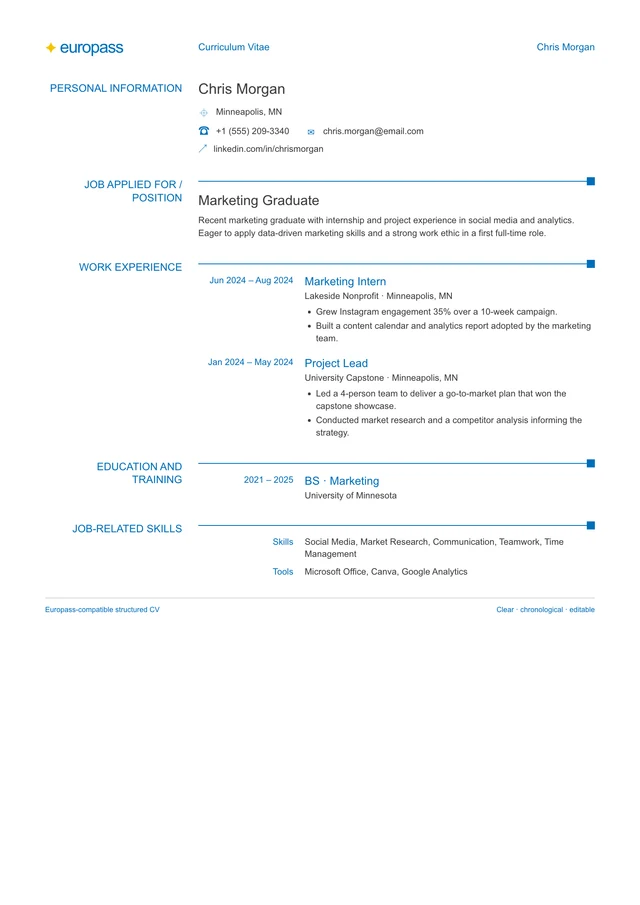 Linen resume template