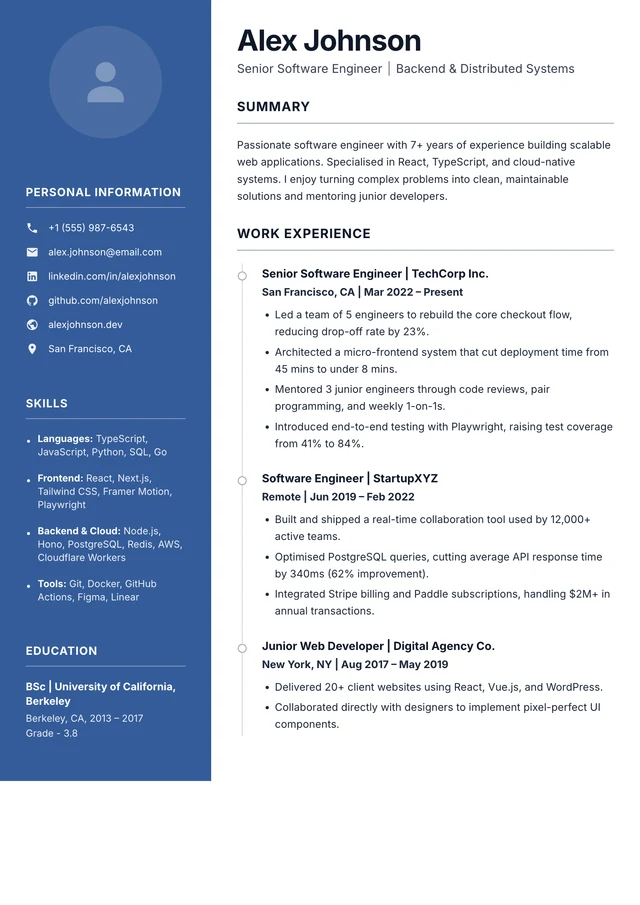 Tourmaline resume template